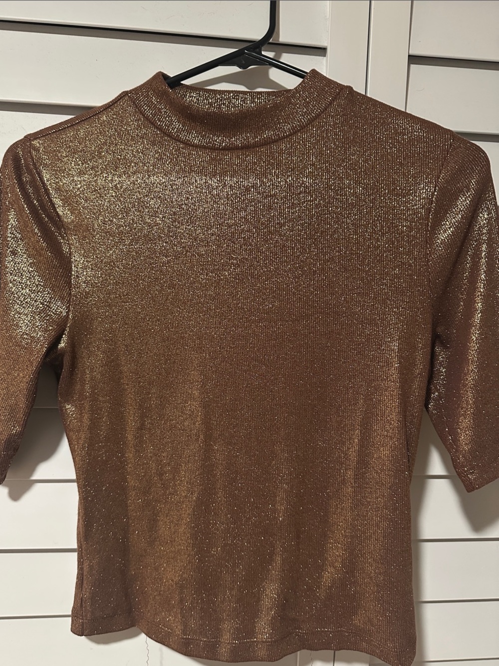 Express Shimmery Bronze Mock Neck Top